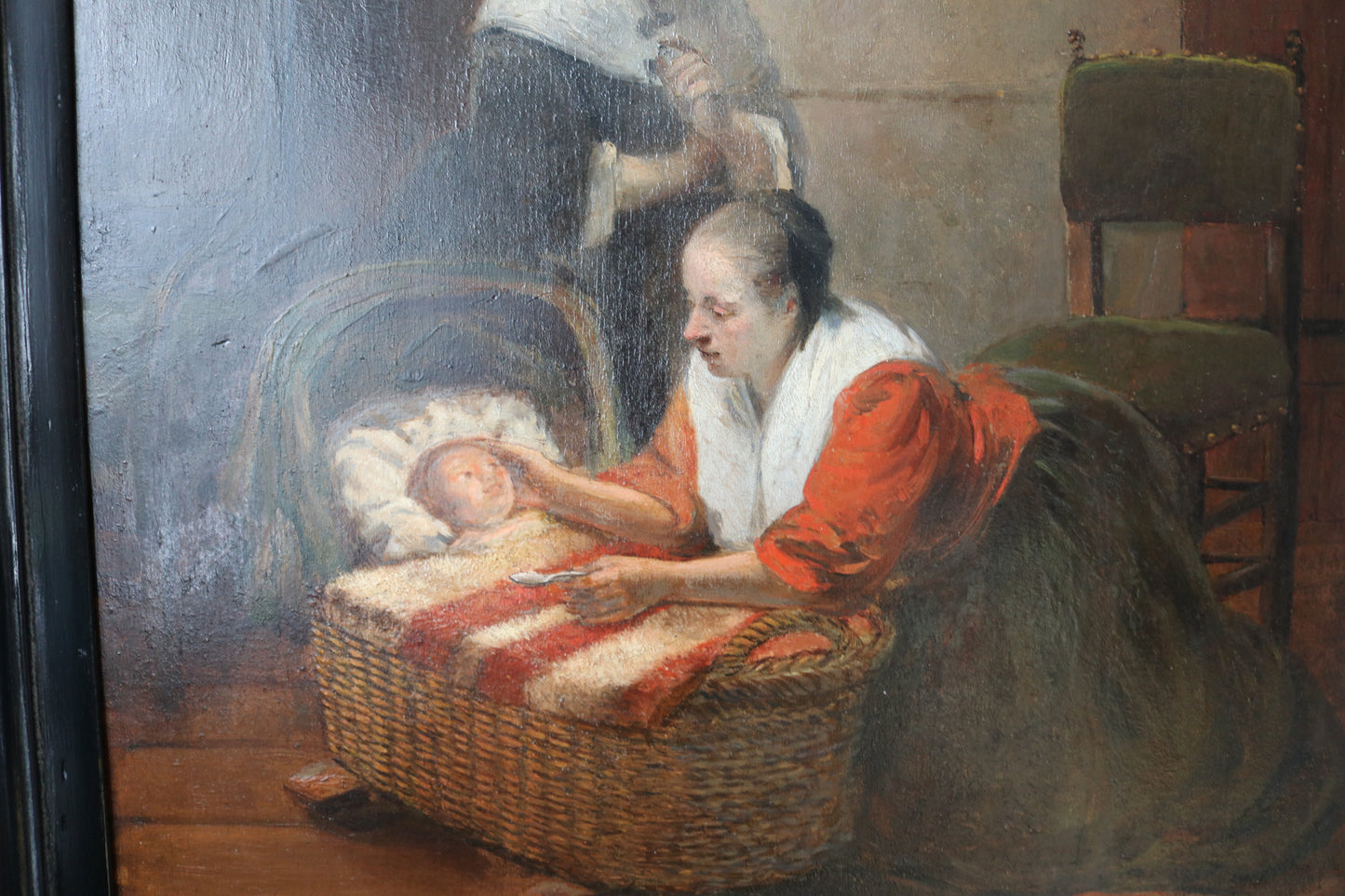 GERESERVEERD Christoffel Bisschop (1828 - 1904), schilderij, Moeder met baby