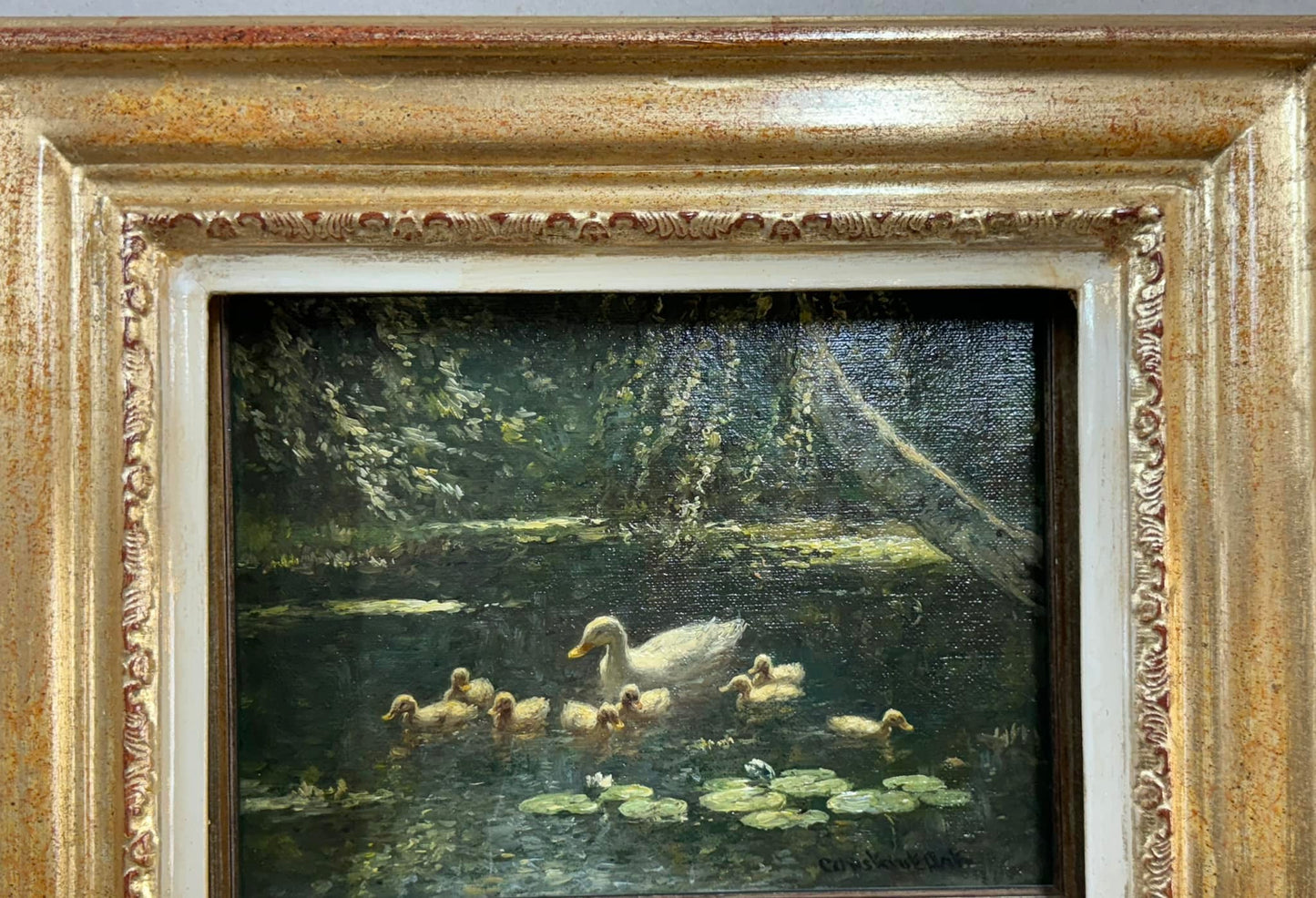 VERKOCHT Constant Artz (1870 - 1951), familie eenden, olieverf schilderij