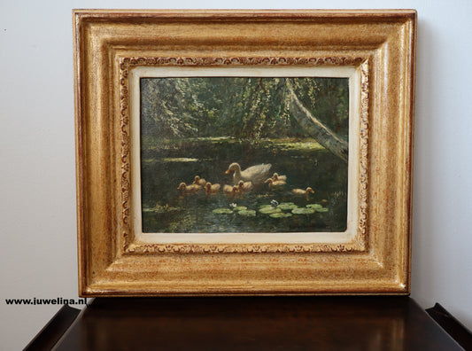 VERKOCHT Constant Artz (1870 - 1951), familie eenden, olieverf schilderij