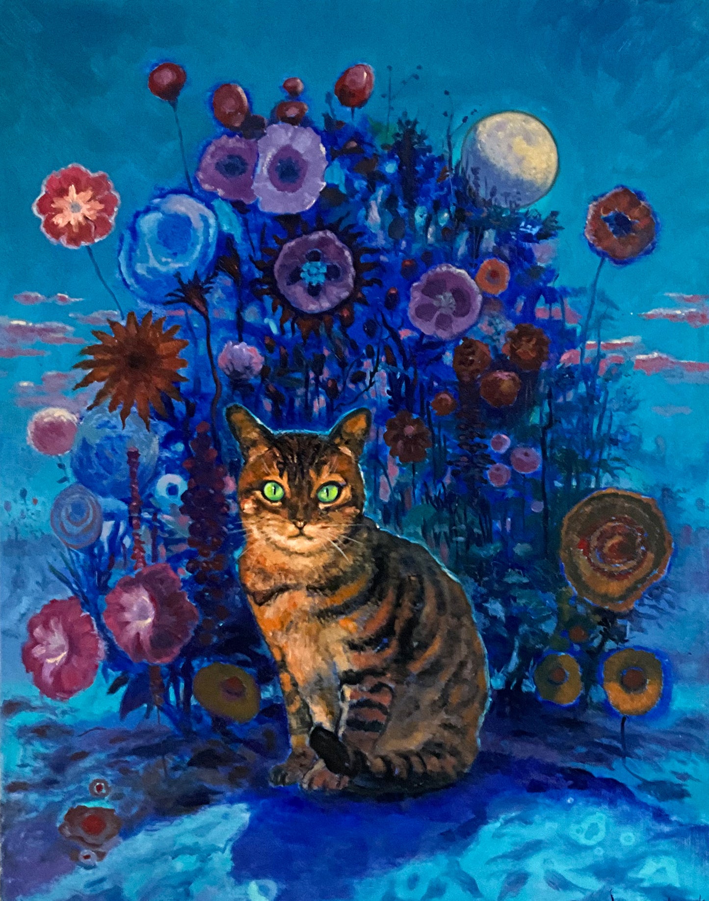 Peter Willemse, 2025, olieverf op canvas, 90 x 69 cm, Red by Night